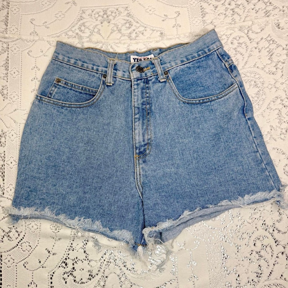 Vintage YES USA High Rise Cutoff Denim Shorts Size 11